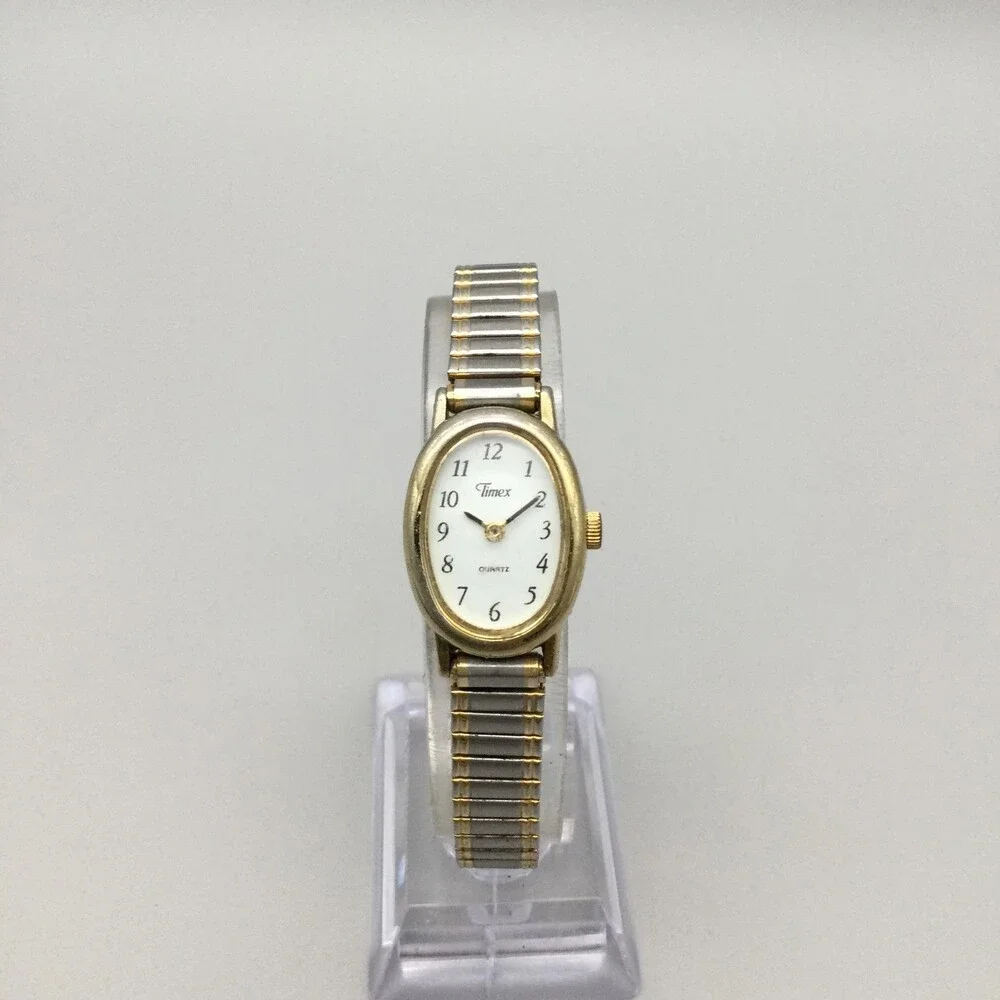 Timex Cavatina Womens Watch 17mm Two Tone Oval Dial Stretch New Battery